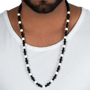 Black and White Onyx Necklace Bracelet for Men